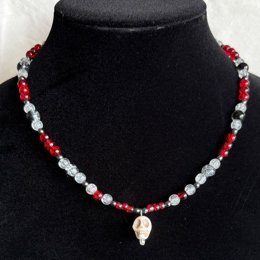 Red and Black Skull Necklace