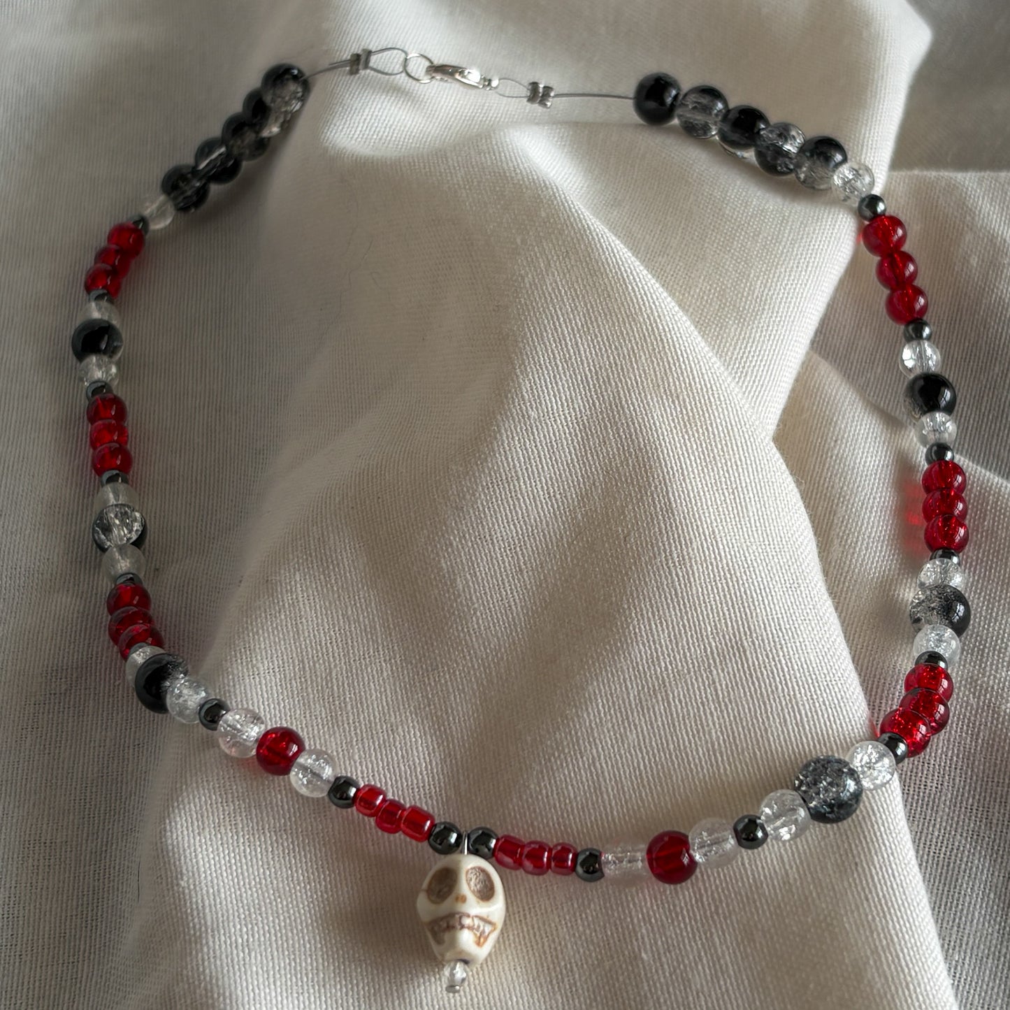 Red and Black Skull Necklace