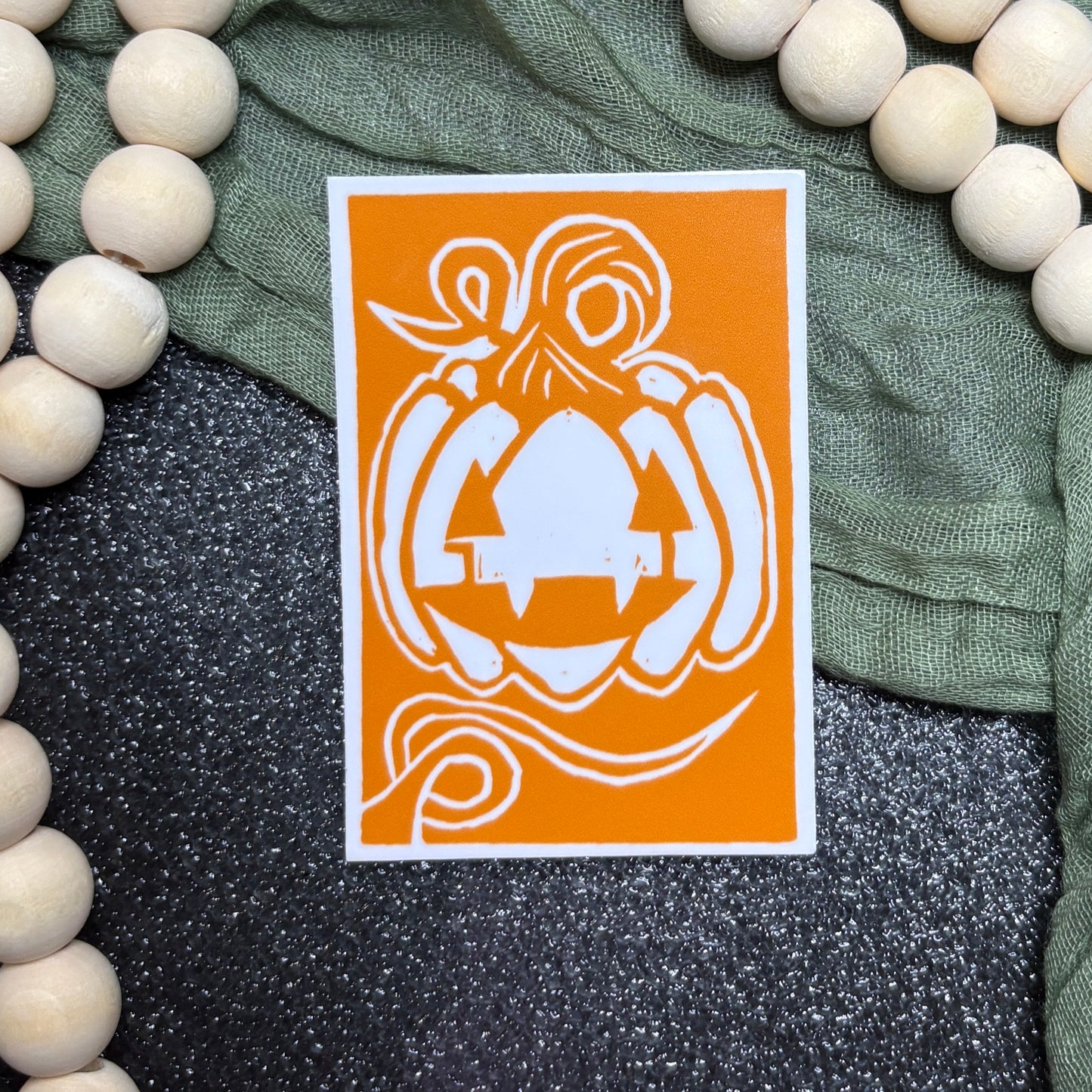 Pumpkin Block Print Sticker