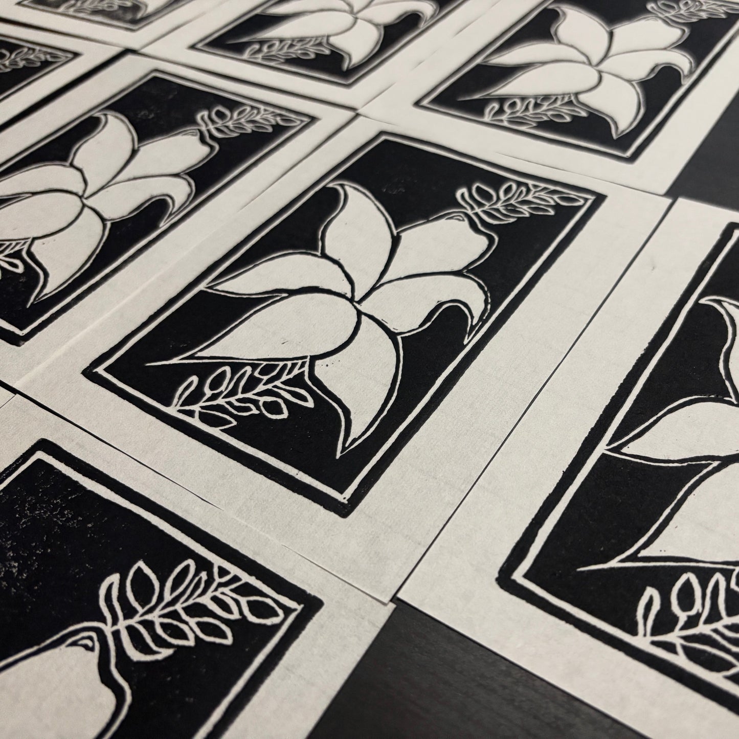Flower Block Print on Mulberry Paper - Limited Edition