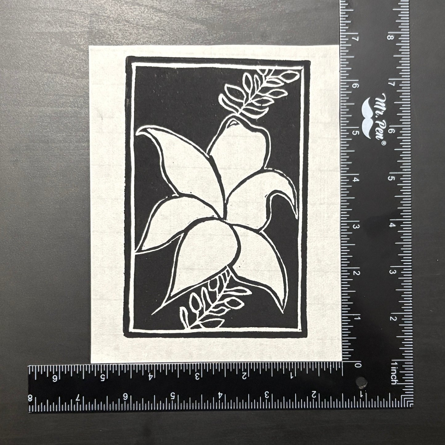 Flower Block Print on Mulberry Paper - Limited Edition
