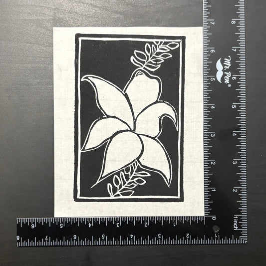 Flower Block Print on Mulberry Paper - Limited Edition