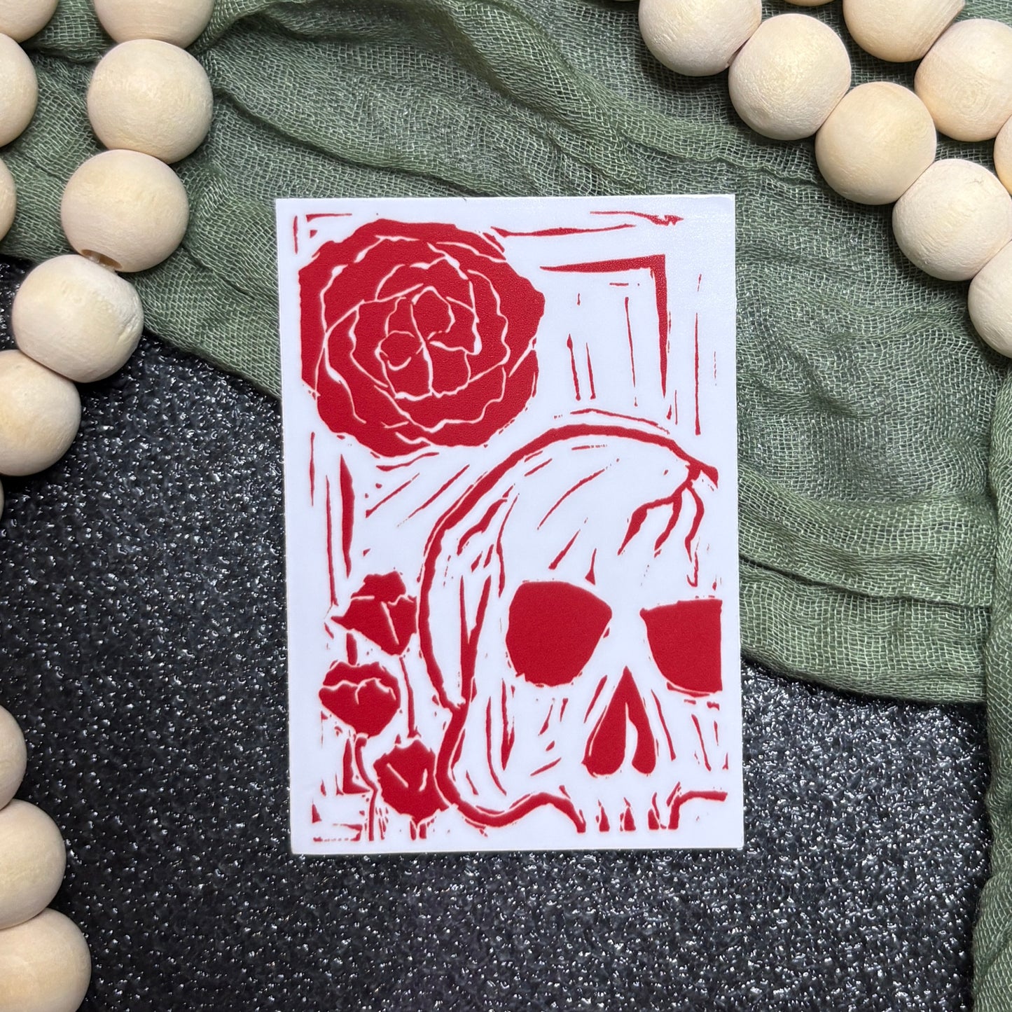 Skull Block Print Sticker