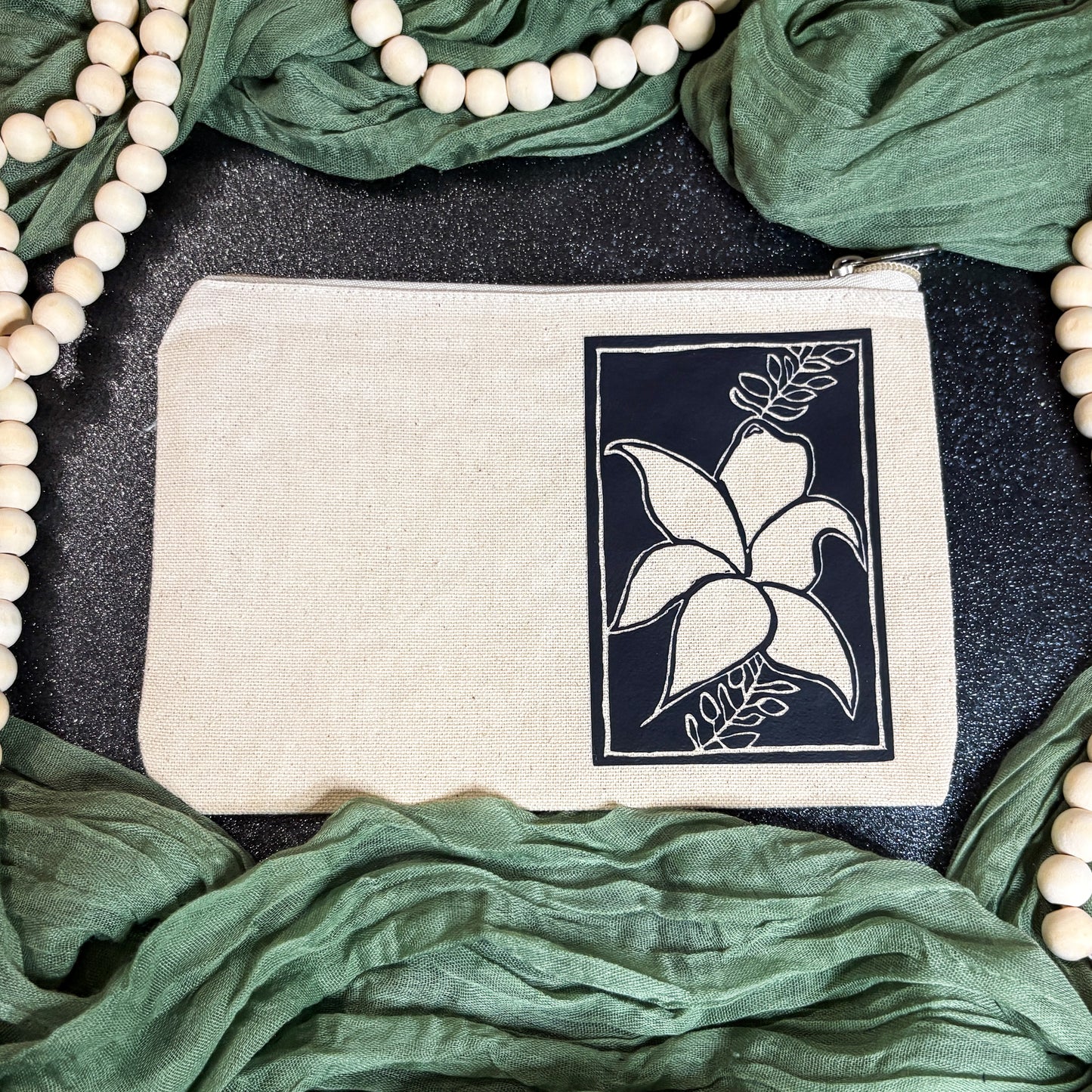 Lily Block Print Pencil Pouch